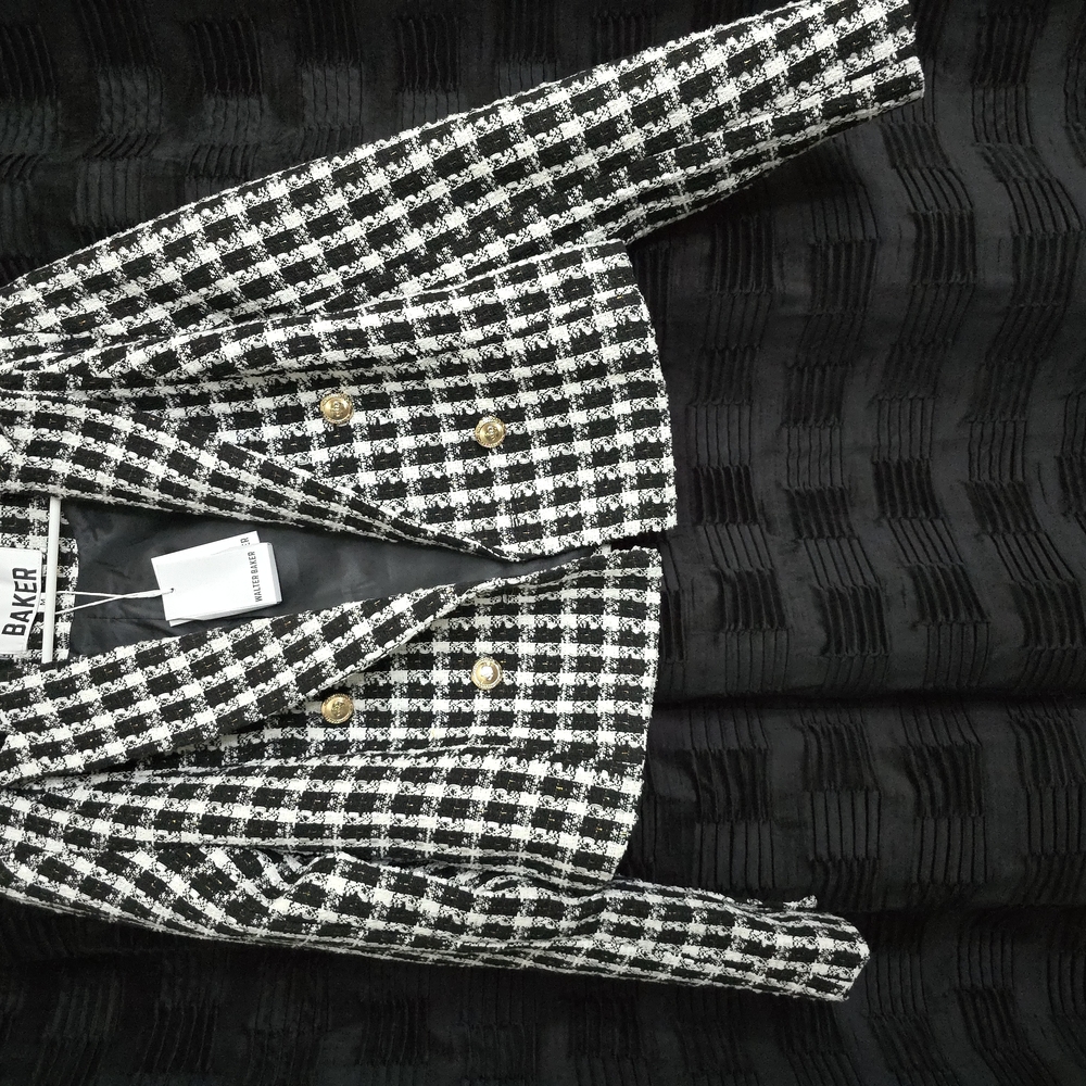 Baker Black and White Houndstooth Blazer